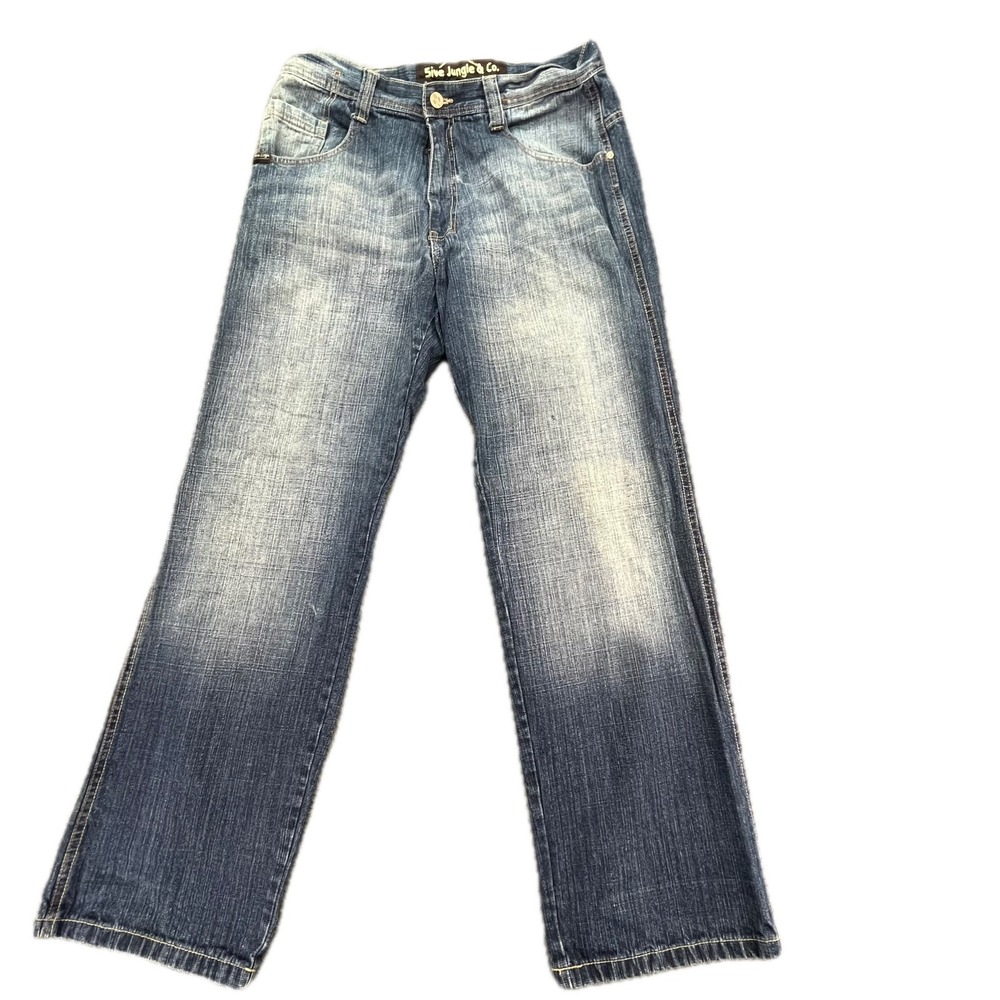 5ive Jungle‎ Co Mens Distressed Blue Denim Jeans Size 36 Waist Straight Leg Y2K